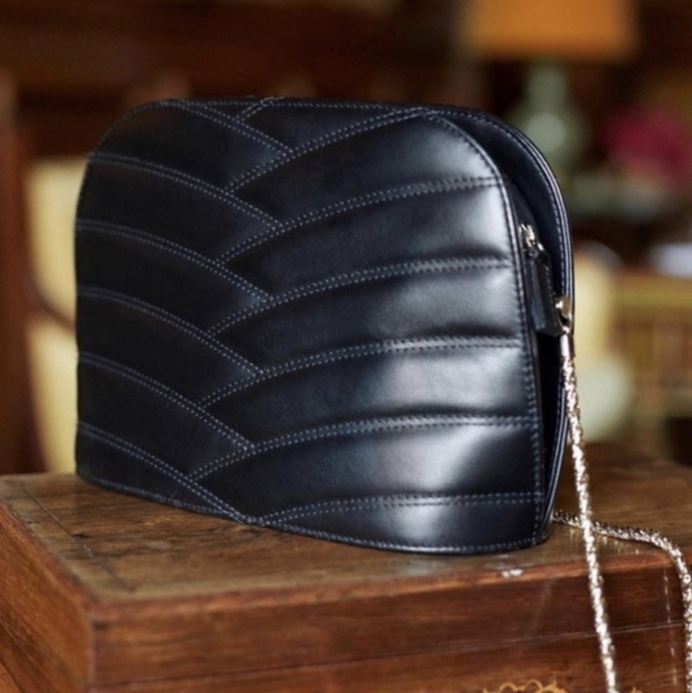 Sezane Victor Quilted Bag Noir Black Leather Chain Strap